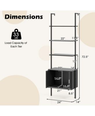 72.5 in Tall Bookshelf with Cabinet, Metal Frame and Anti-Tipping Kits