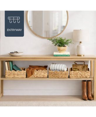  Scalloped Shelf Baskets, Woven Storage Bins, 4 Pack