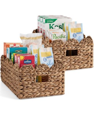 Scalloped Shelf Baskets, Woven Storage Bins, 2 Pack