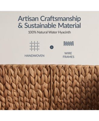 Hyacinth Angled Pantry Storage Baskets Handles, Chalkboard and Marker (Pack of 2)