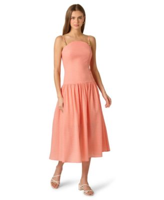 knee length dresses for ladies Adrianna Papell Women's Beaded Sleeveless Ruffle Dress - Deep Azure