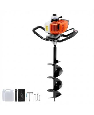 Post Hole Digger, 63CC Gas Powered Auger with 8" Drill Bits and Extension Rod
