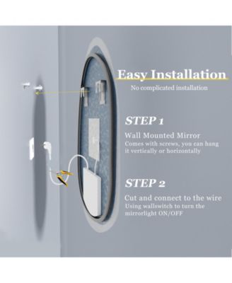 28"x20" Irregular Stone Pattern Frosted LED Bathroom Vanity Mirror for Wall with Backlit Anti Fog, 3 Colors and Dimmable Light