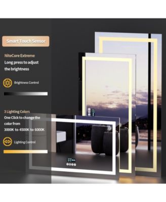 59.4x30.7 inch Colours Wall Mounted Vanity Mirror Bluetooth Speaker Digital Display Front Light Anti Fog for Hotel Bathroom