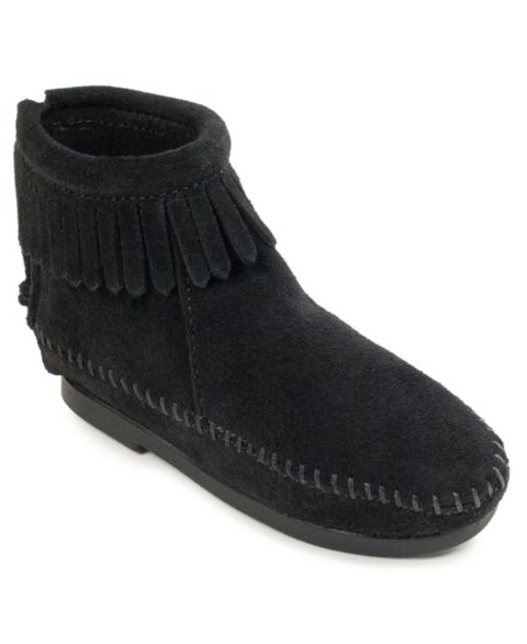 Детские ботинки Minnetonka Kids' Suede Back Zip, цвет: Чёрный