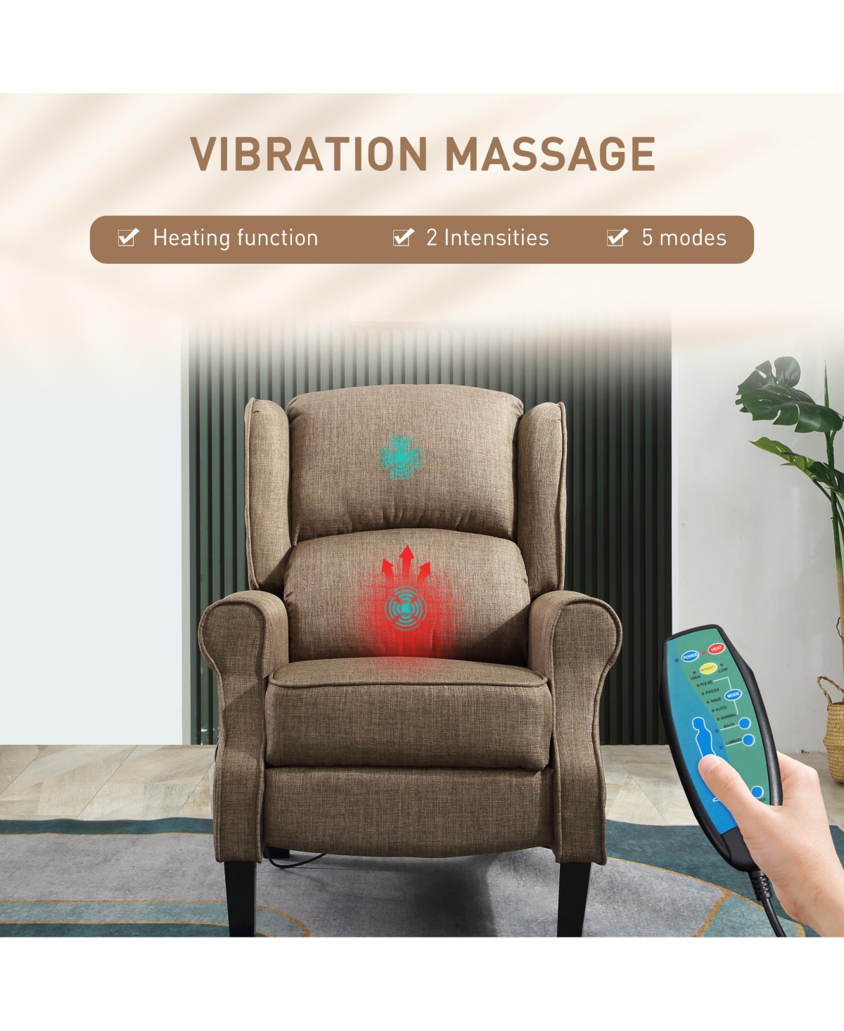 Homcom Massage Recliner Sofa with Heat Function, Remote Control,
