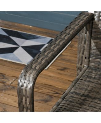 3 Piece Patio Furniture, PE Wicker Storage Table and Chairs,