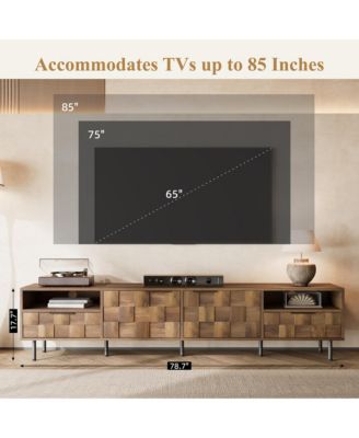 Mid-Century Modern TV Stand for TVs, Media Console Table with 2 Drawers, 4 Storage Compartments for Living Room