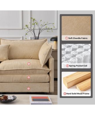 105" Modular Sectional Sofa, Modern L-Shaped 3-Seater Couch, Convertible Chenille Fabric Sofa with Detachable Ottoman for Living Room