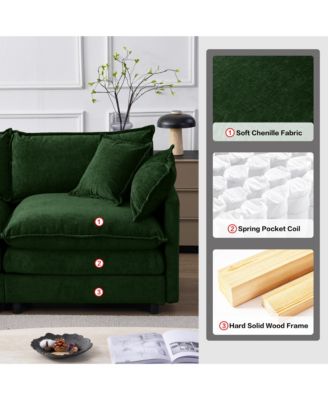 Modern Modular Sectional Sofa, 105" L Shape 3-Seater Chenille Couch with Detachable Footrest for Living Room Use