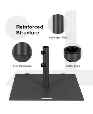 24 in Square Weighted Patio Umbrella Base, 50 lbs Steel with Wheels