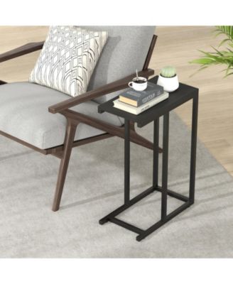 C-shaped Side Table with Heavy-duty Metal Frame
