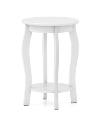 15 Inch 2-Tier Round End Table with Storage Shelf
