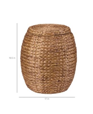 Vintage Multipurpose Hyacinth Storage Organizer Tote Basket  Lid