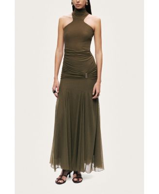 Women's Halter Neck Draped Maxi Dress
