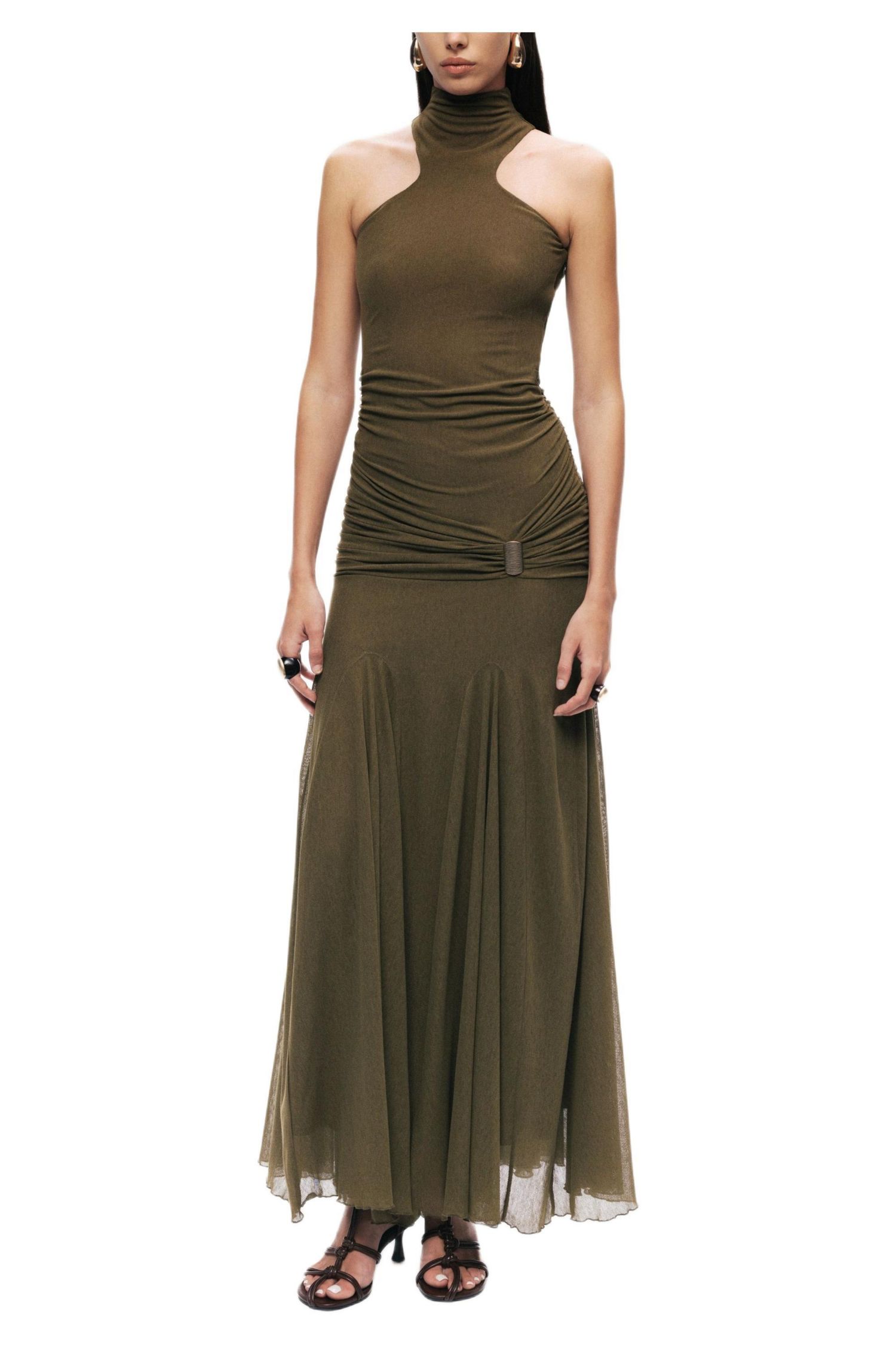 Women's Halter Neck Draped Maxi Dress