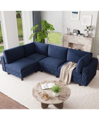 134 in Modular Sectional Sofa, 4 Seat High Density Sponges Cloud Couch L Shaped Sofa, Velvet Couch with Upholstered for Living Room, Apartment