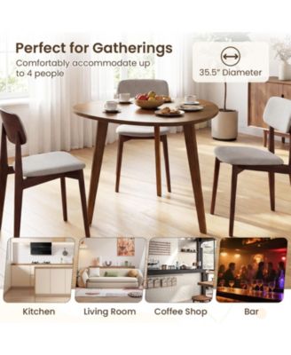 Farmhouse 35.5 in Round Dining Table in Rubber Wood for 4 People