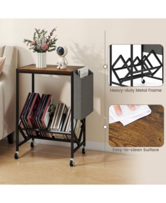 Rolling Record Player Stand with Vinyl Storage and Bag