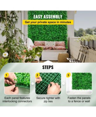 Artificial Boxwood Hedge Panels Set of 6, 20" x 20", for Outdoor/Indoor Decor