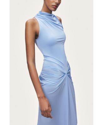 Women's Draped Halter Neck Ruched Maxi Dress