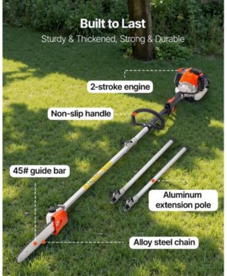 Gas Pole Saw, 25CC, 12" Cutting Bar, Extendable for Tree Trimming, Pruning