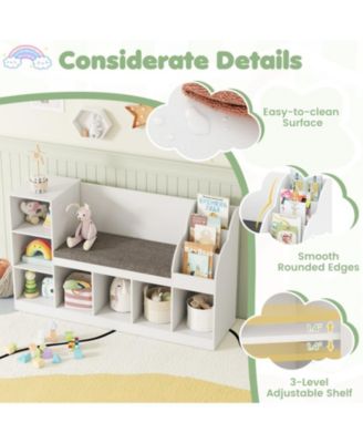 3-in-1 Kids Bookcase with Reading Nook and Cubby Storage, 53.5 in Wide