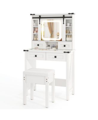Makeup Vanity Desk with Mirror and Adjustable Storage Shelves