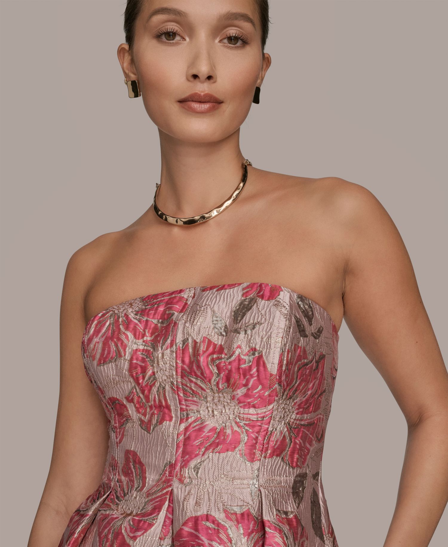 Women's Jacquard Strapless A-Line Dress