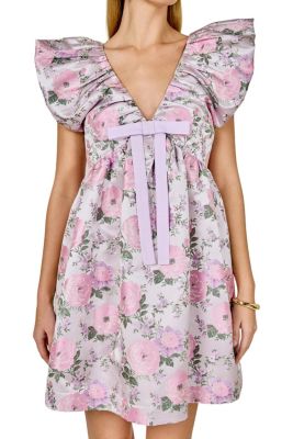Women's Jacquard with bow Mini Dres