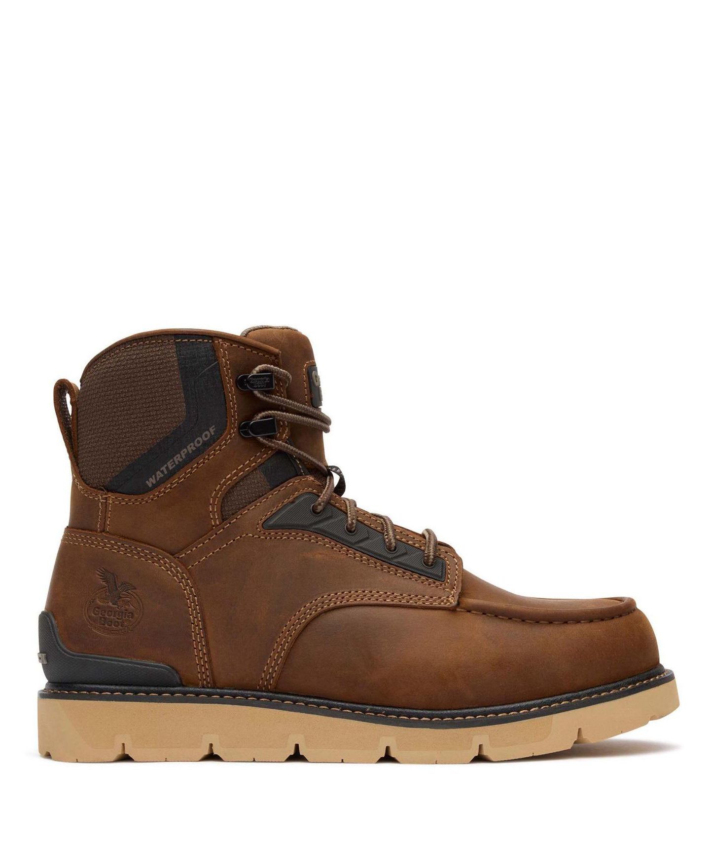 Мужские ботинки GEORGIA BOOT 6" Carbon Flex Wedge Waterproof Moc-Toe Work Boot, цвет: Коричневый — фото 2