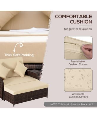 Patio Loveseat Daybed w/ Storage, Footrest and Tables,