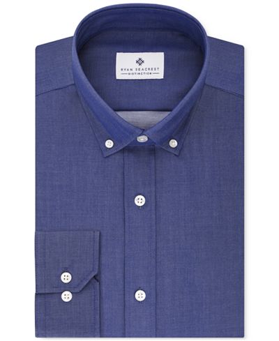 Ryan Seacrest Distinction Men's Slim-Fit Non-Iron Indigo Dress Shirt, Only at Macy's