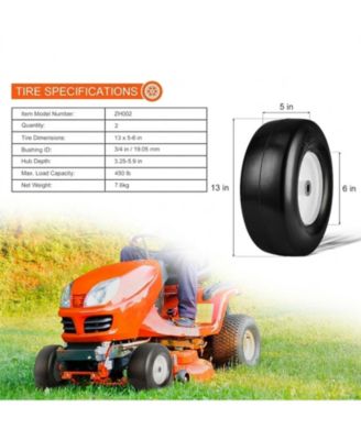 Lawn Mower Tires with Rim, 13x5-6", Tubeless, 2-Pack, Flat-Free PU Tires