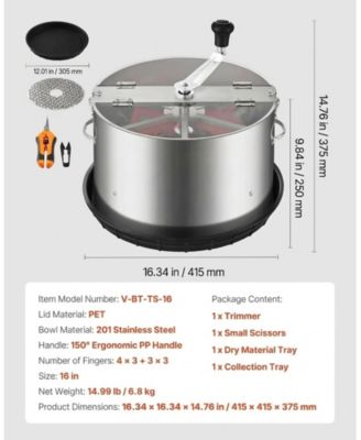 Manual Bud Leaf Trimmer, 16 in Reaper Bowl with Stainless Steel Blades for Plants