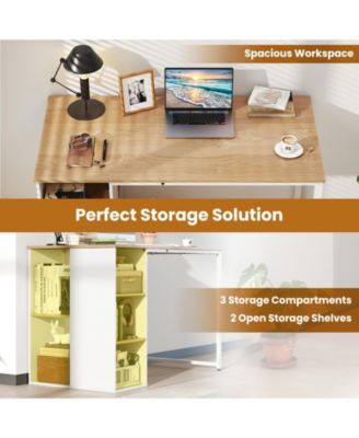 45 in Computer Desk with Five Storage Compartments and Metal Frame