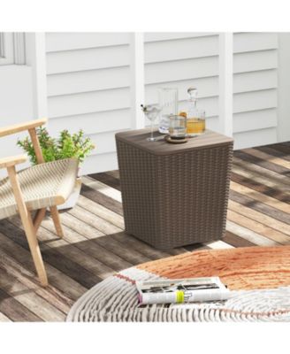 Resin Storage Patio Side Table with Removable Lid, 11.5 Gal