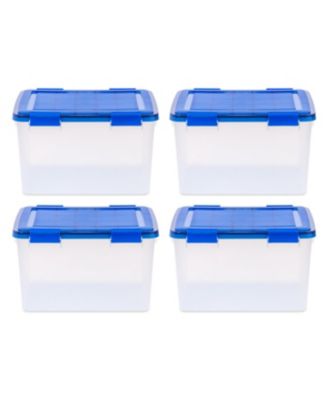USA WEATHERPRO Airtight Plastic Storage Bins with Lids and Secure Latching Buckles, 46.6 Quart, Set of 4