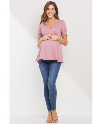Maternity Wrap Nursing Top with Empire Waist