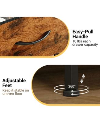 3 Drawer Dresser for Bedroom, Compact Wood Grain Print Organizer with Fabric Bins.