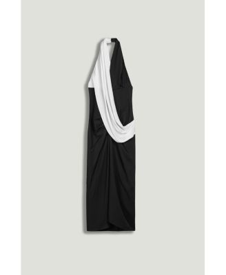 Women's Contrast Draped Halter Maxi Dress