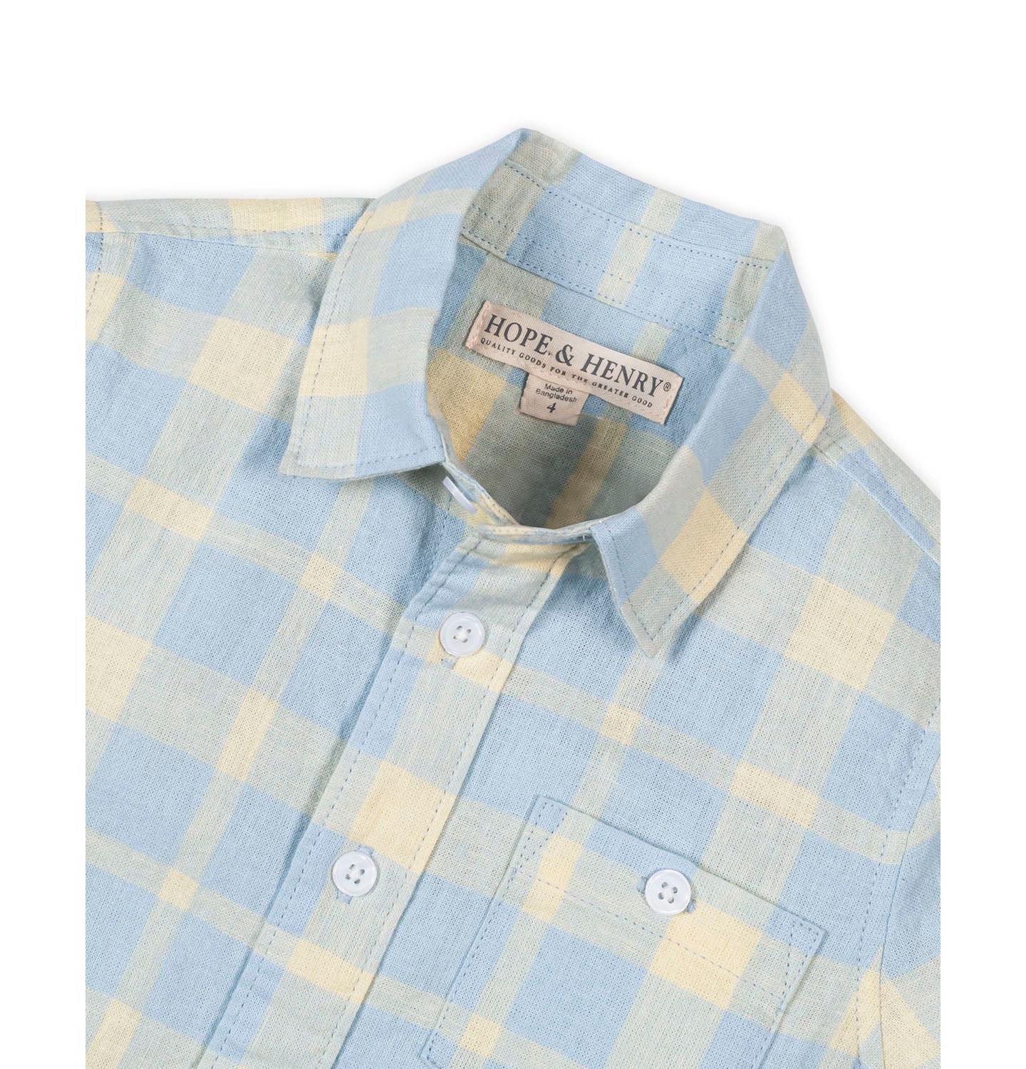 Рубашка Hope & Henry Linen Short Sleeve Shirt для мальчиков-малышей, цвет: Клетчатый — фото 4