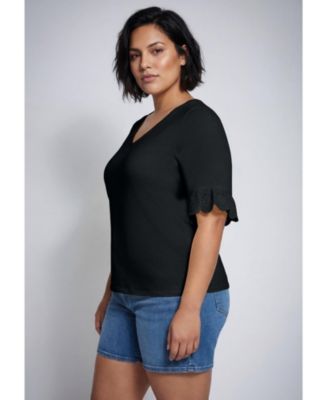 Women's Eyelet Trim Top