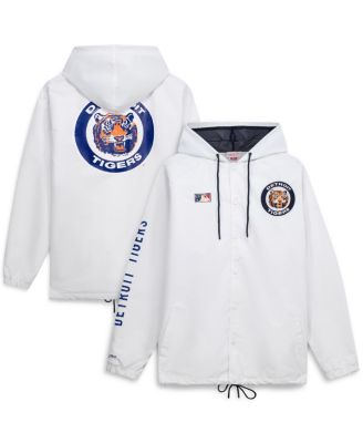 Mitchell Ness Men's White Detroit Tigers Big & Tall Full-Snap Hooded Jacket