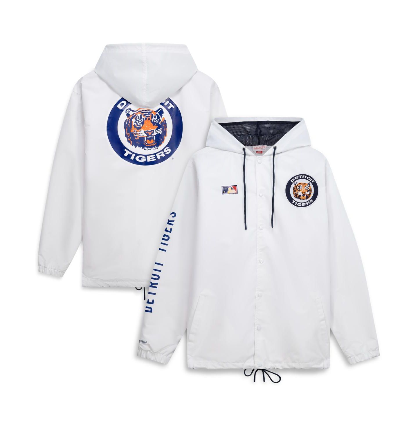 Мужская куртка Mitchell & Ness Mitchell Ness White Detroit Tigers Big & Tall Full-Snap Hooded — фото 1