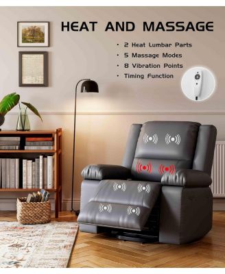 Oversized Wide Power Lift Recliner Chair - Heat and Massage, Adjustable Back and Legs, PU Leather Electric Lift Chair Designed for The Elderly