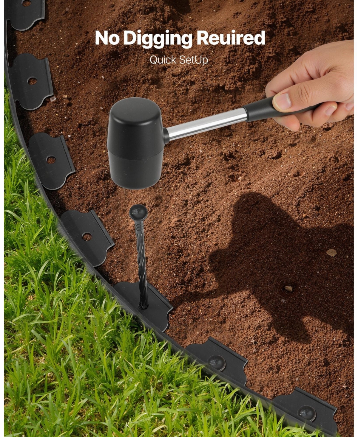 Sugift Landscape Edging, 20 ft x 2 in, Flexible Garden Border with 120 Spikes, Uv-Resistant