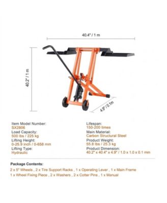 Lawn Mower Lift, 500 lbs Capacity, Hydraulic Jack for Riding Tractors
