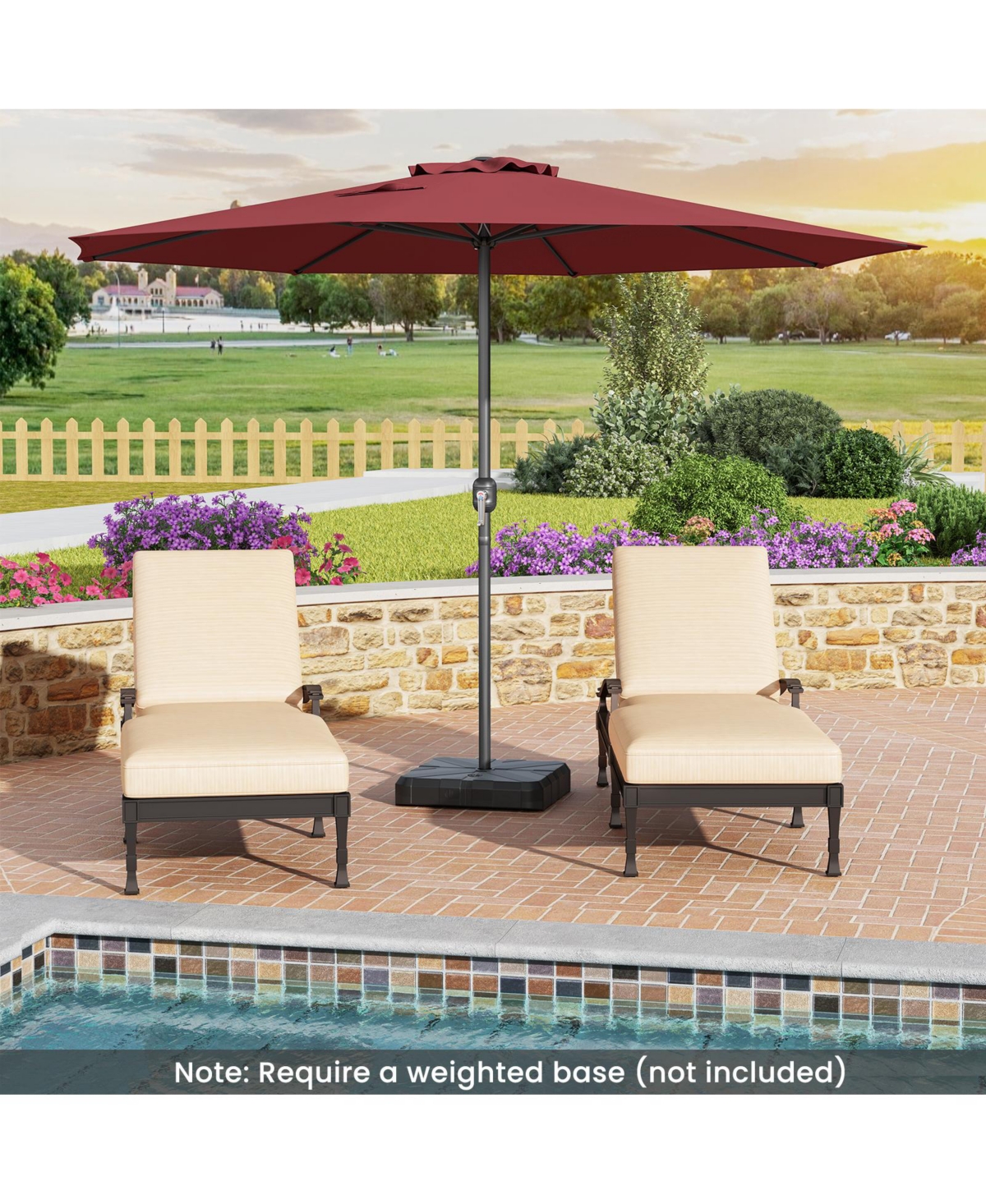 Sugift 12 ft Patio Umbrella with Crank Handle and Sturdy Ribs