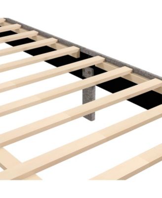 Queen Size Bed Frame with Storage Drawer and Vertical Channel Headboard